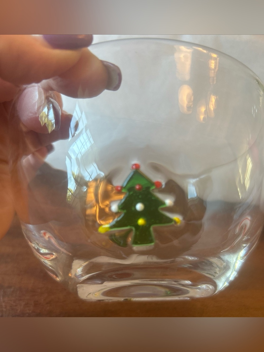 World Market Charm Christmas Tree & Candy Cane Inlay Glass Bowl Handcrafted